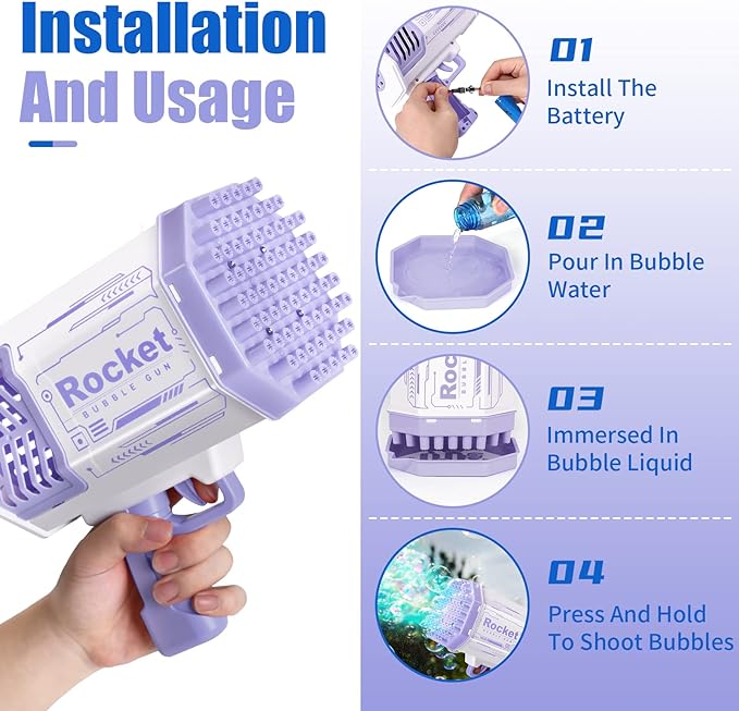 Bubble Gun Rocket 69 Holes Soap Blaster