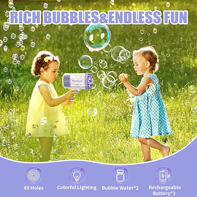 Bubble Gun Rocket 69 Holes Soap Blaster